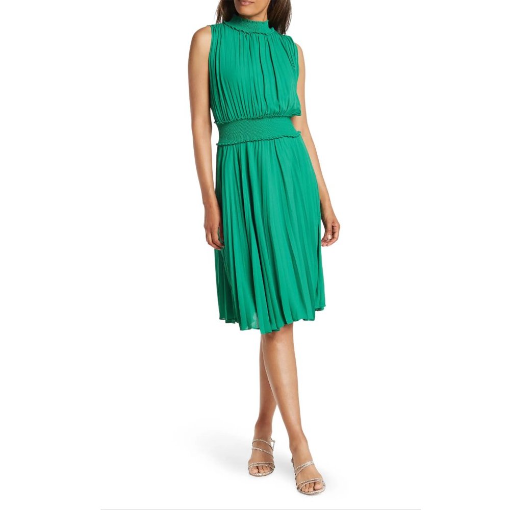 Nanette Lepore Solid Pleated Dress